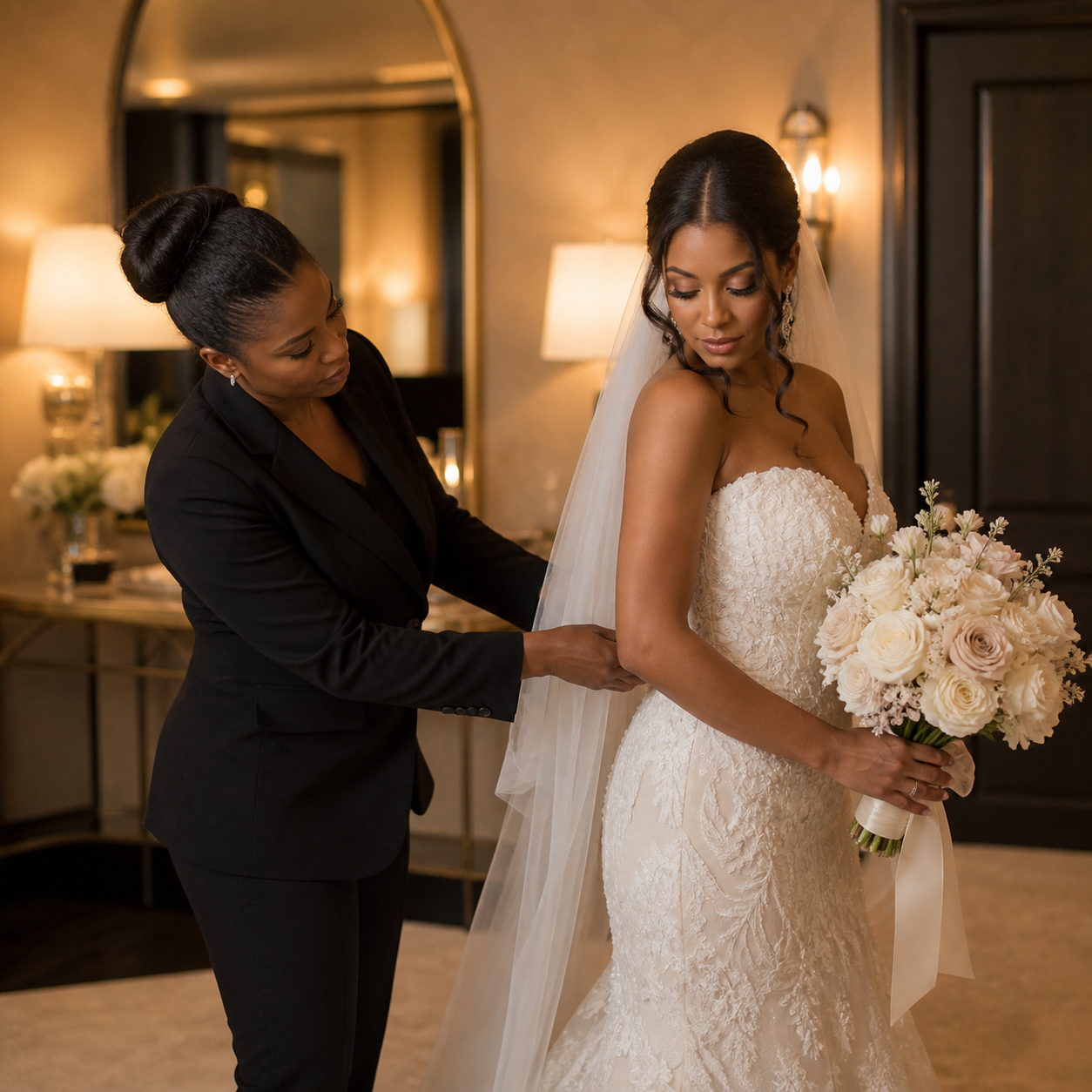 Bridal assistance professionals working at an upscale event