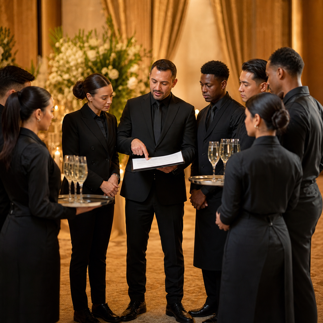 Maître d’ · Captains · Servers professionals working at an upscale event